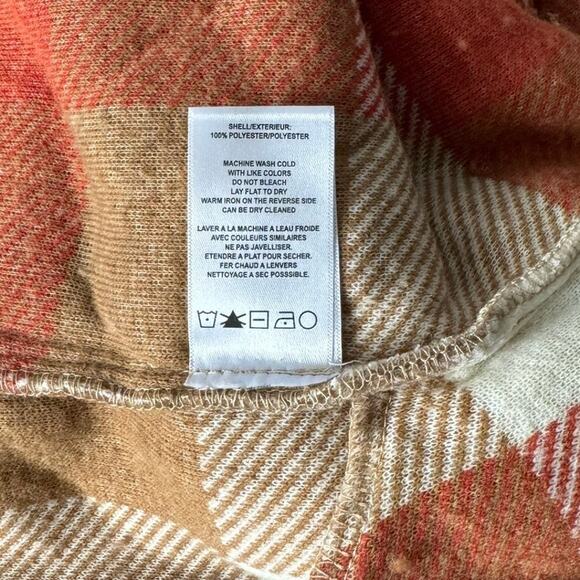 New Vigoss Faux Shearling Oversize Plaid Shirt Jacket in Rust Women's Size S - Picture 6 of 7